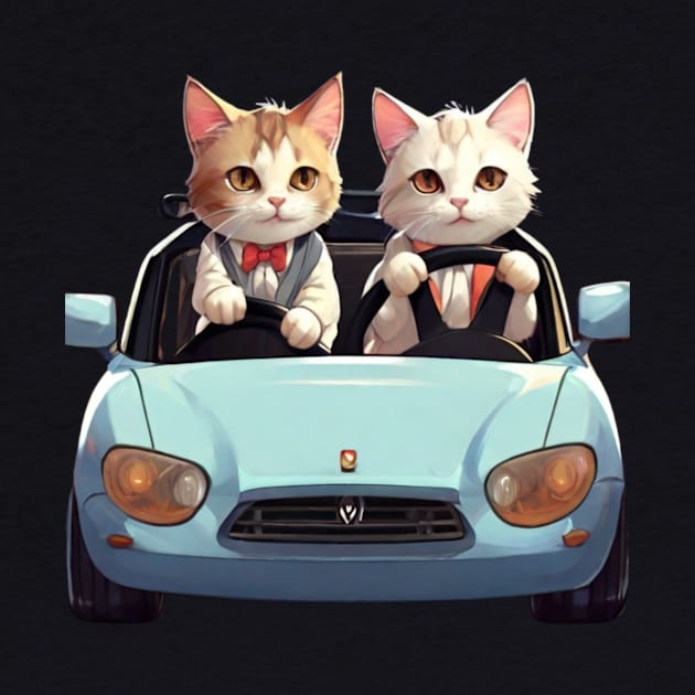 the cats lover drive a car in-funny cats by Cupull